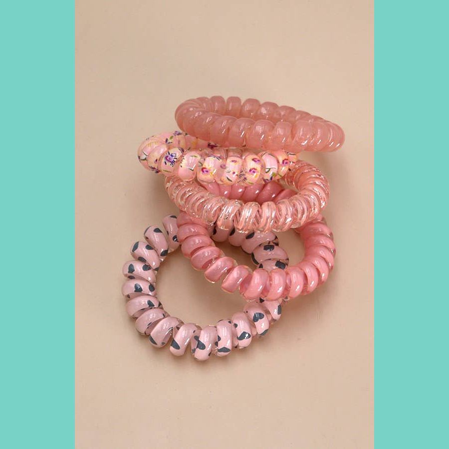 MIX SOLID FLOWER CHECKER ANIMAL HAIR  COILS 5 ASST |PINK