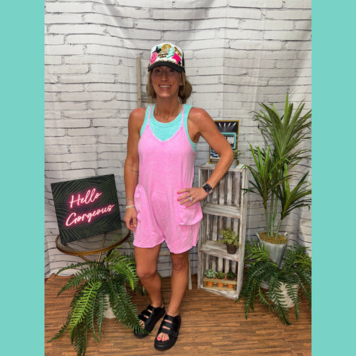 Pink Snow Washed Romper