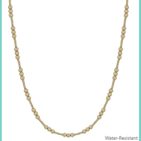 Gold Water Resistant 3 & 4 mm Beaded Necklace