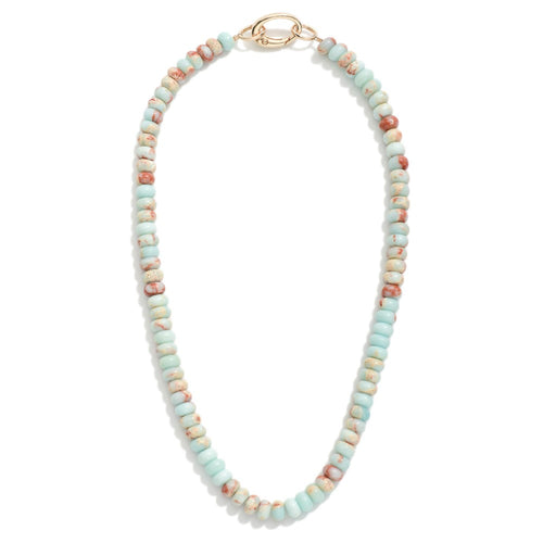 Aqua Beaded Marble Acetate Necklace