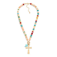 Multi Color Beaded Cross Necklace
