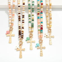 Multi Color Beaded Cross Necklace