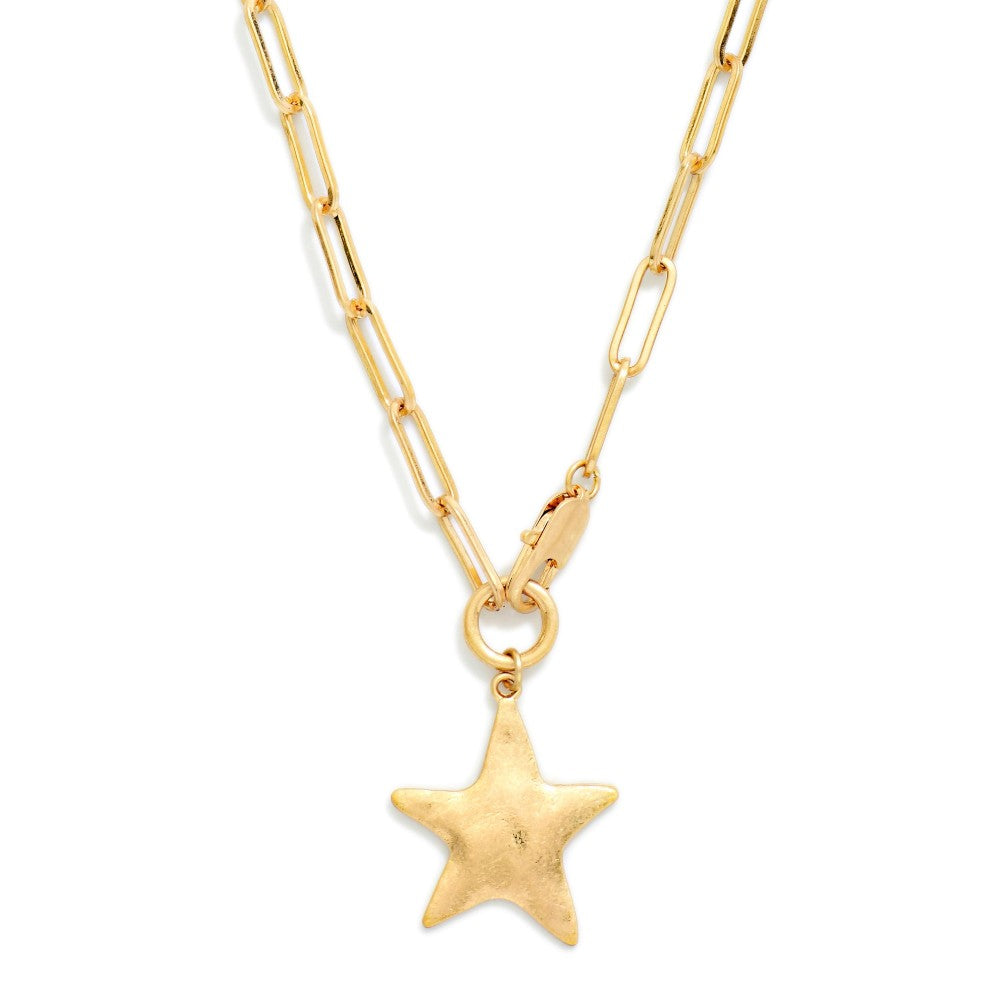 Gold Star Paperclip Chain Necklace