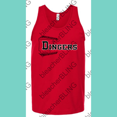 Dingers Big D Softball Red Tank