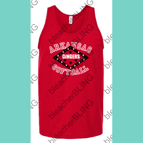 Dingers Softball Flag Red Tank
