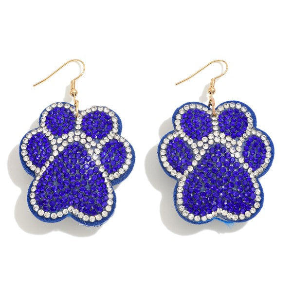 Rhinestone Studded Paw Print Puffer Drop Earring