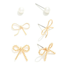 Bow & Pearl Set of 3 Earrings