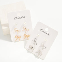Bow & Pearl Set of 3 Earrings
