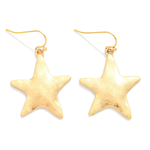 Hammered Metal Star Drop Earrings