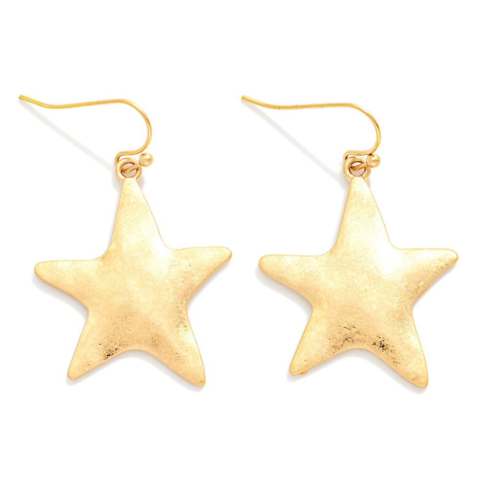 Hammered Metal Star Drop Earrings