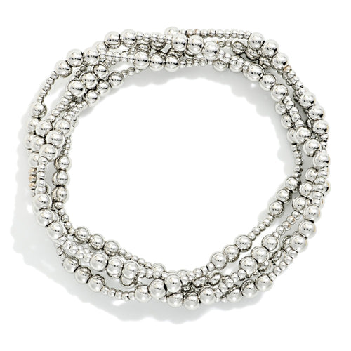 Silver Beaded Stretch Bracelets