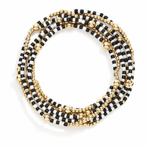 Heishi Bead Black Beaded Stretch Bracelets