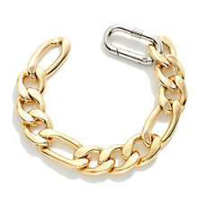 Two Tone Metal Chunky Flat Chain Bracelet