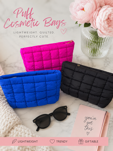 Quilted Puff Cosmetic Makeup Pouch