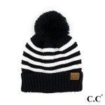 CC Striped Pom Beanie