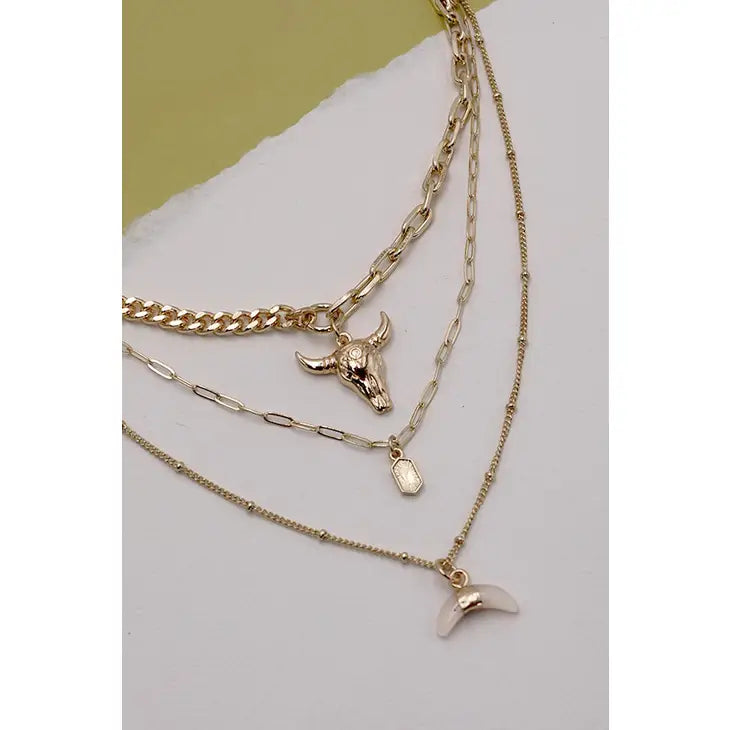 Gold Bull Multi Layer Necklace