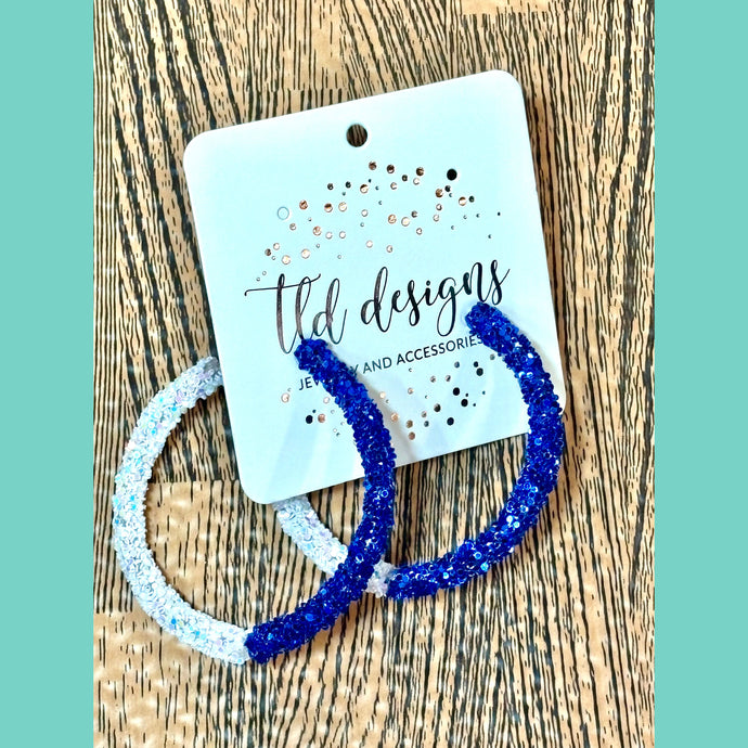 Two Tone Royal Glitter Game Day Hoops