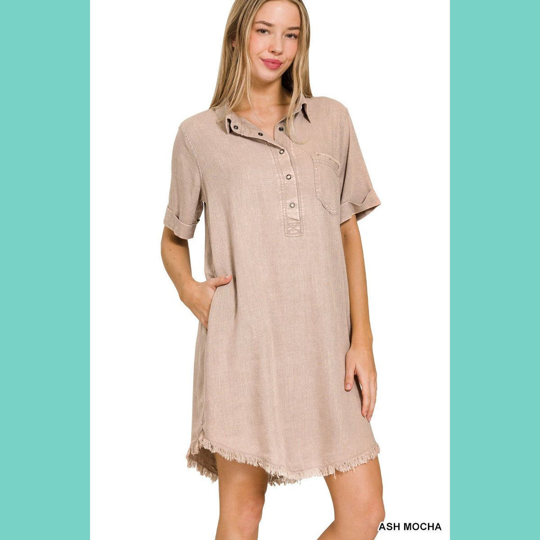 Washed Linen Dress Ash Mocha