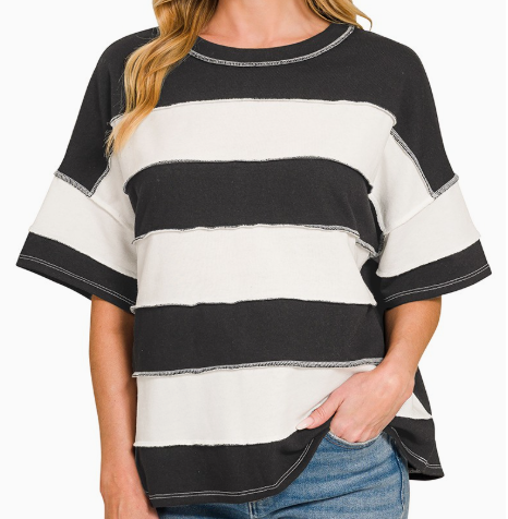 Black Rugby Stripe Top