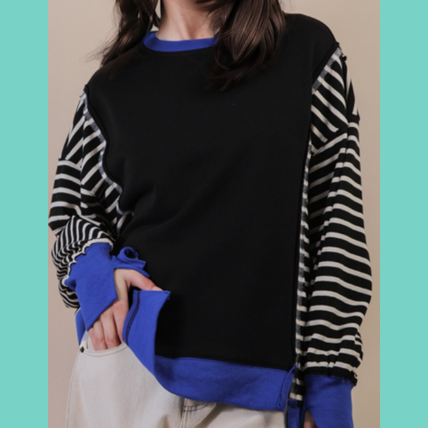 Royal Detail Striped Knit Top