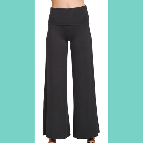 Black Fold Over Palazzo Pants