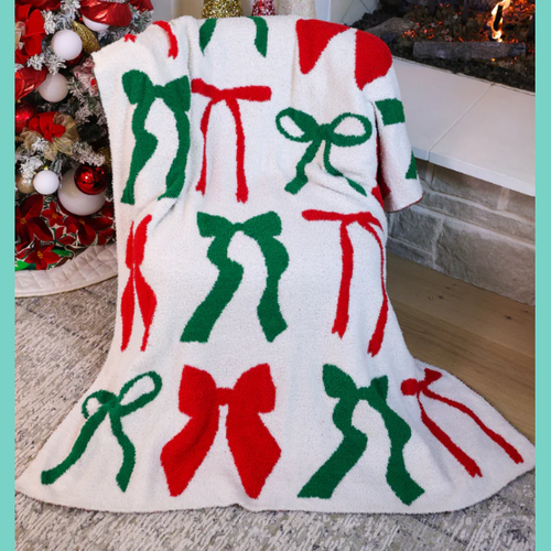 Santa Bow Cozy Christmas Blanket