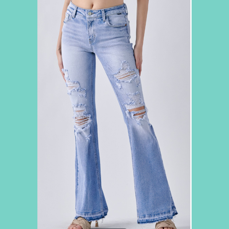 Cello Mid Rise Super Flare with Released Hem Jean