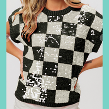 Checker Sleeveless All Over Sequin Top