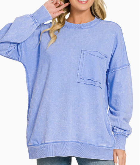 Blue Acid Wash Pullover