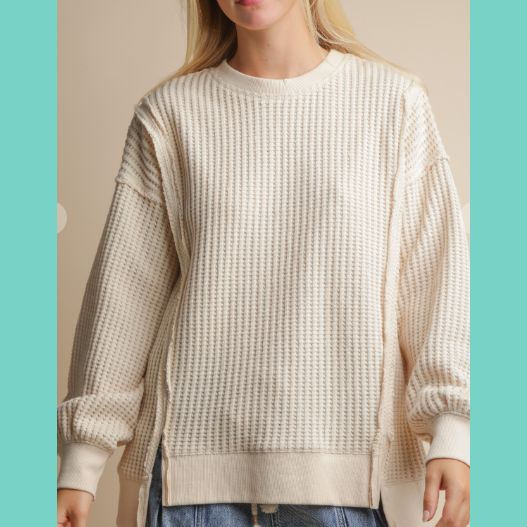 Hi-Lo Cream Waffle Top