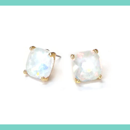 White Crystal Studs in Gold