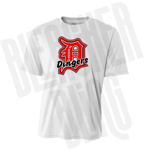 Dingers Big D White DriFit Tee