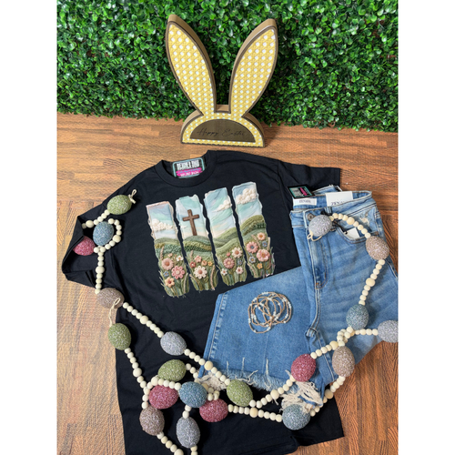 *Pre-Order* Faux Yarn Flower Cross Tee