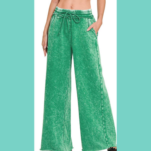 Forest Acid Wash Fleece Sweatpants With Pockets