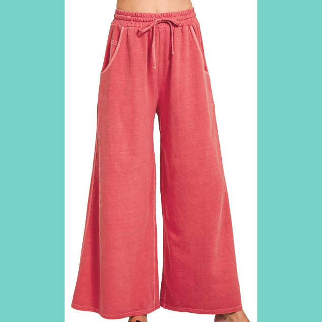 Ruby Acid Wash Fleece Sweatpants With Pockets