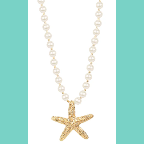 Freshwater Pearl Gold Starfish Necklace