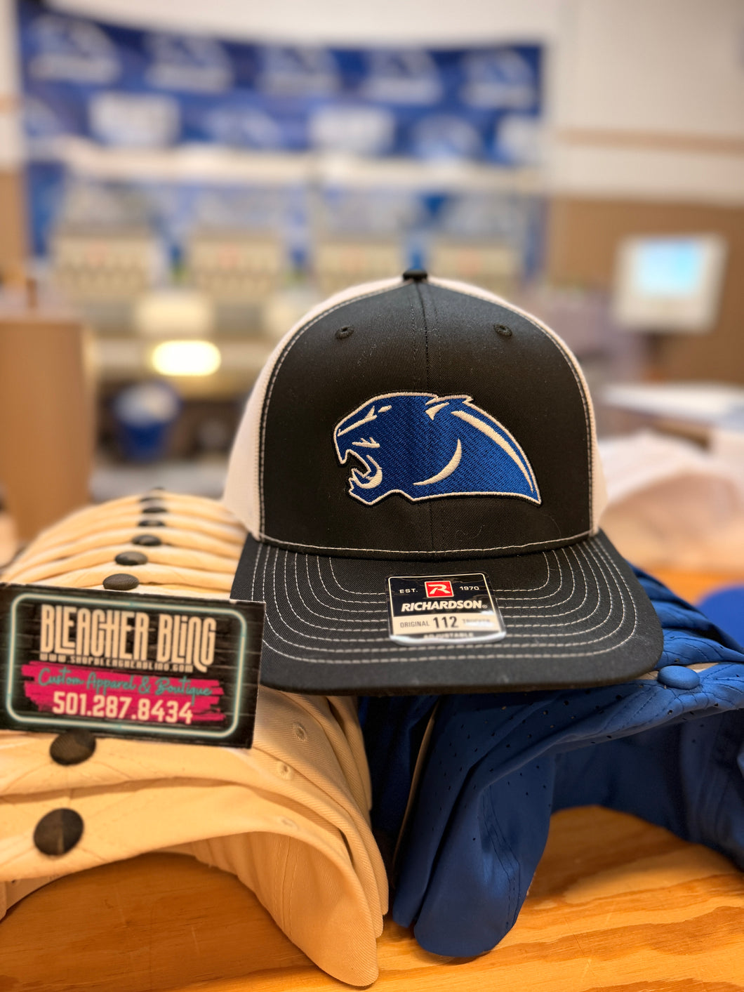Panther Head Blk/White Snapback Hat