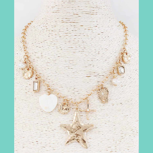 Gold Open Chain Sealife Charm Necklace
