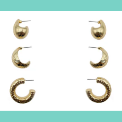 Gold Set of 3 Hoop Earrings