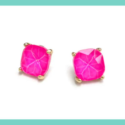 Hot Pink Studs in Gold