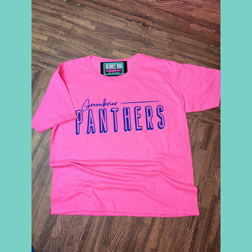 Neon Pink Youth Greenbrier Panthers Tee