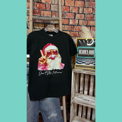 Don't Stop Believin' Santa Graphic Tee