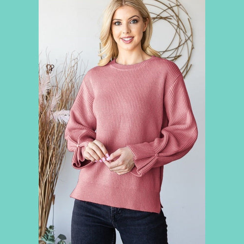 Mauve Button Sleeve Sweater