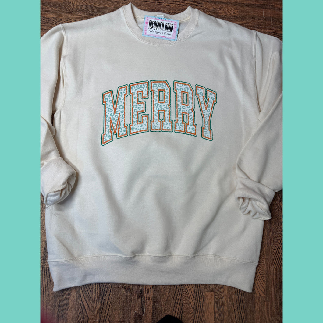 Sweet Cream Leopard Merry Crewneck