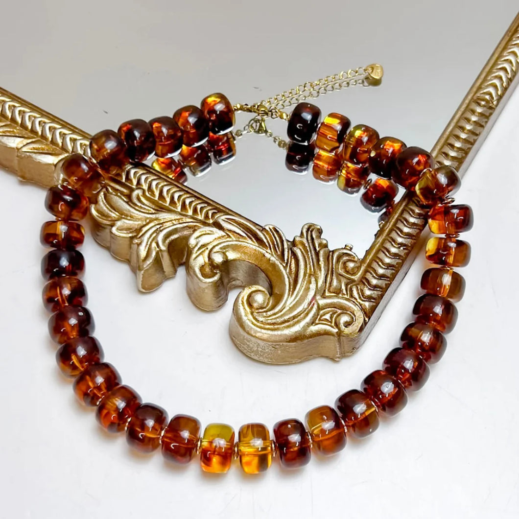 Amber Glow Beaded Necklace