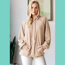 Taupe Checkered Hooded Pullover