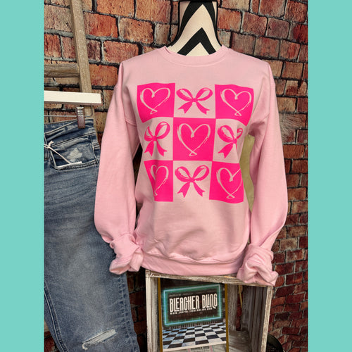 Tic Tac Hearts & Bows Crewneck Sweatshirt