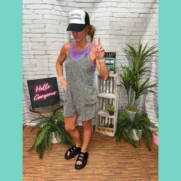 Ash Black Snow Washed Romper