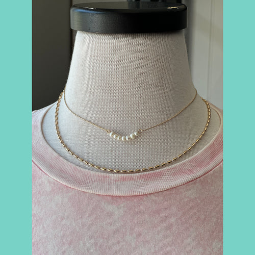 Gold Oval and Freshwater Pearl Necklace