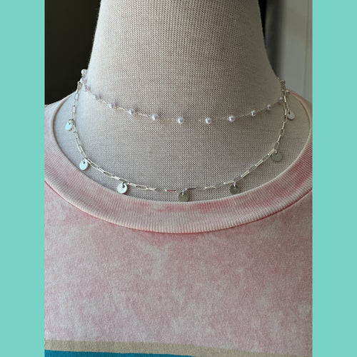Silver Chain with Pearl Accents